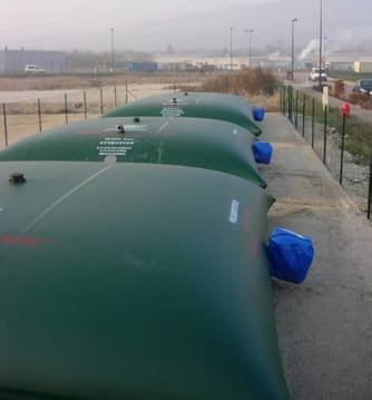 Flexible rainwater tanks for industrial plants, municipalities and farms